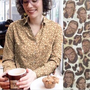 Betabrand RBG Ruth Bader Ginsburg Novelty Print Blouse
